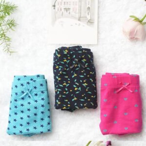 CS1008 Hipster Inner Elastic  Panties  Print Combo ( Blue, Pink, Black )